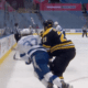 Boston Bruins Nick Ritche hit Yanni Gourde