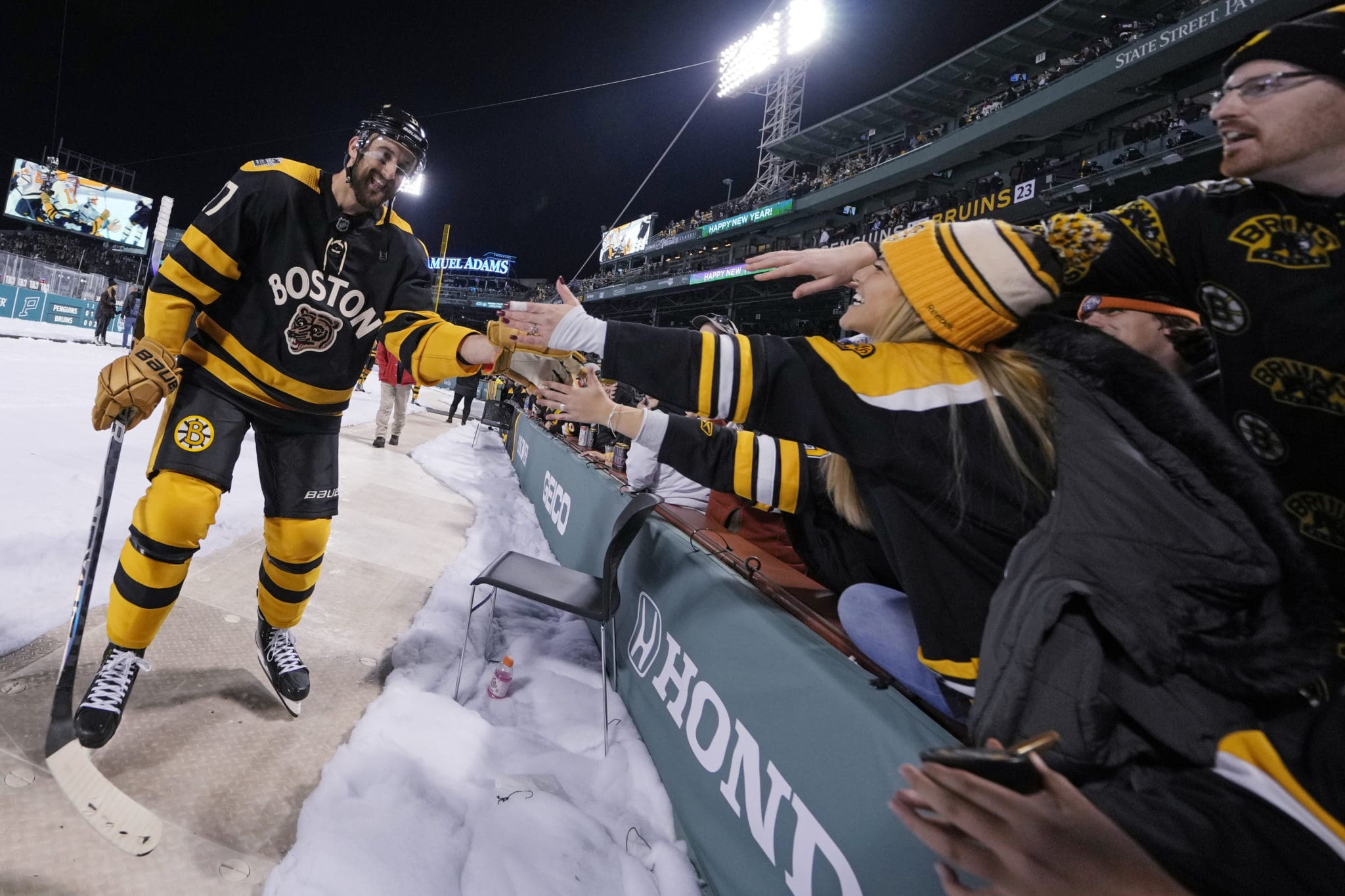 Boston Bruins Arrive At Winter Classic Dressed In Full Red Sox Uniforms